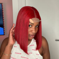 12 Inches Burgundy Bone Straight