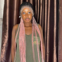 Black And Pink Braided Wig